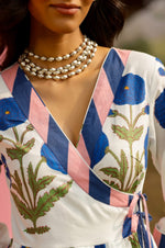 Load image into Gallery viewer, Phagun Blue Poppy Angrakha Kurta Pant Set
