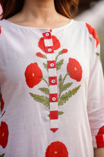 Load image into Gallery viewer, Abeer Red Poppy Straight Fit Kurta Pant Set
