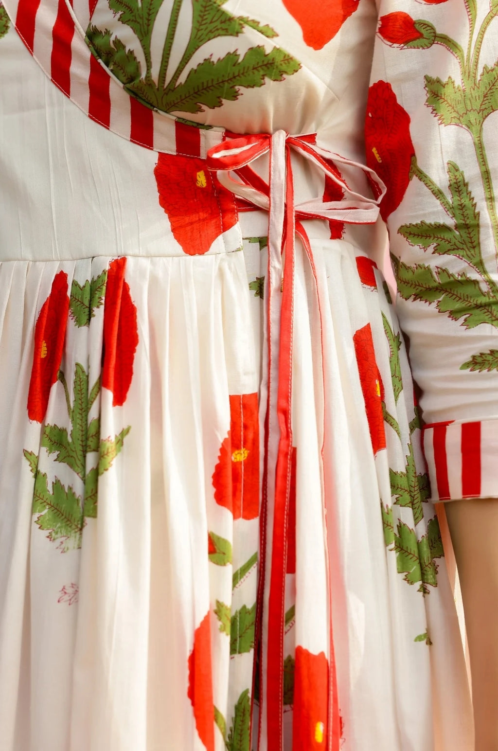 Phagun Red Poppy Angrakha Kurta Pant Set