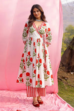 Load image into Gallery viewer, Phagun Red Poppy Angrakha Kurta Pant Set
