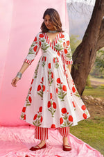 Load image into Gallery viewer, Phagun Red Poppy Angrakha Kurta Pant Set
