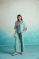 Load image into Gallery viewer, Mintella co-ords - Mint Hand embroidered Off-shoulder Co-ord set
