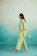 Load image into Gallery viewer, Citrina kurta set - Lime Hand embroidered Kurta Pants set
