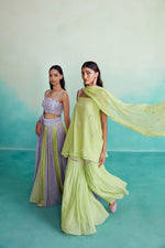 Load image into Gallery viewer, Limefinity kurta sharara set - Lime Hand embroidered Kurta Sharara &amp; Dupatta set
