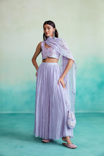 Load image into Gallery viewer, Luminova crop-top &amp; sharara set - Lavender Hand embroidered Crop-top and Sharara set
