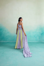 Load image into Gallery viewer, Amaya skirt top set - Lime &amp; Lavender Hand embroidered pleated Skirt Top set
