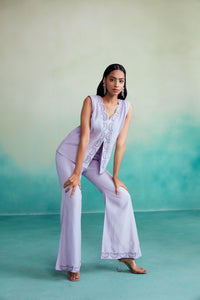 Lavenda co-ords - Digital Lavender Hand embroidered Co-ord set