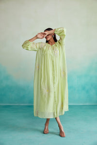 Zesty dress - Lime Hand embroidered oversized Dress