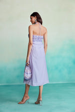 Load image into Gallery viewer, Ultraviolet dress - Digital Lavender Heart Hand embroidered Halter neck Dress
