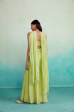 Load image into Gallery viewer, Zing sharara set - Lime Hand embroidered Crop top Sharara &amp; Dupatta set
