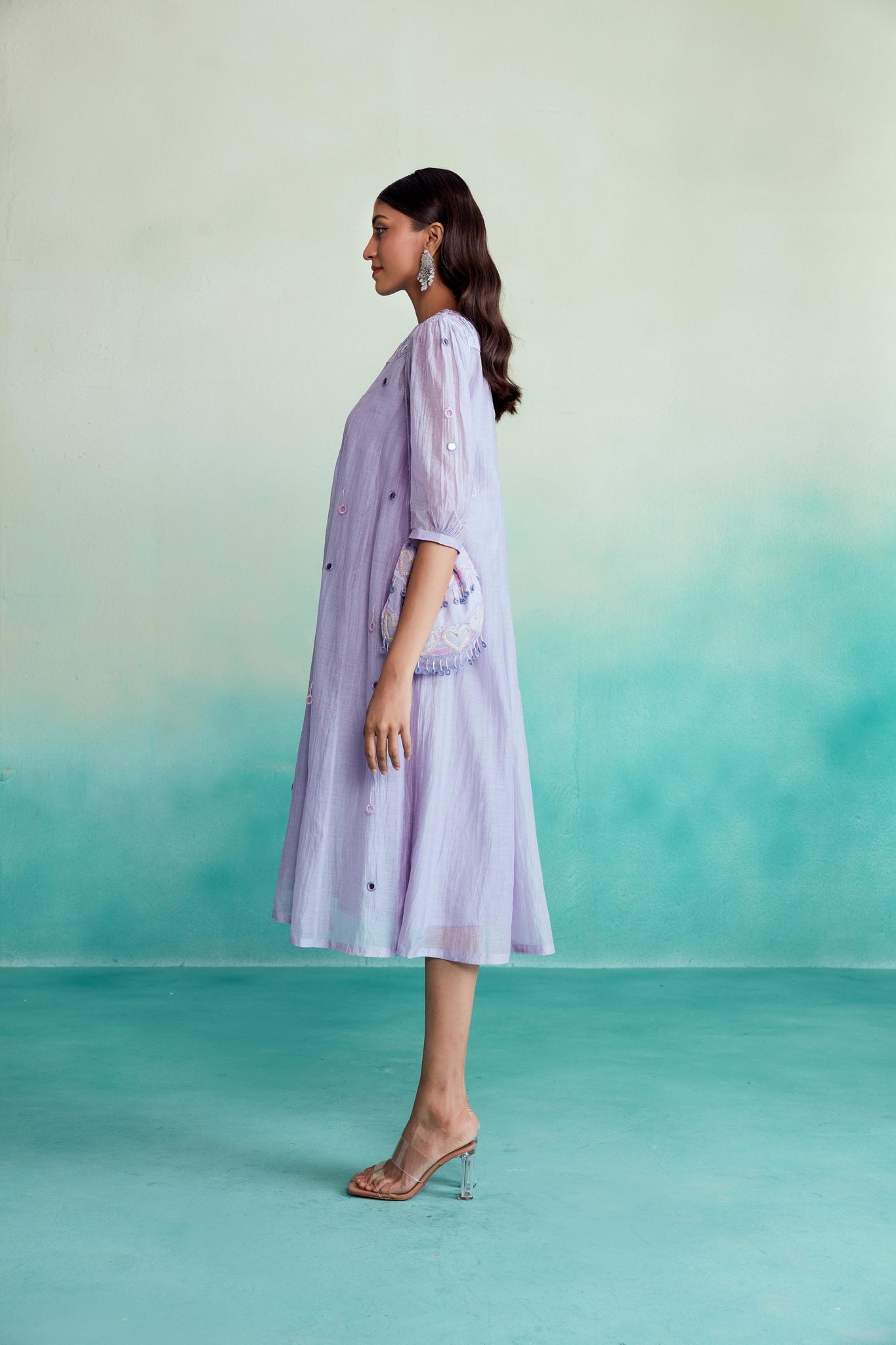 Mystique dress - Lavender Hand embroidered panelled Dress