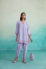 Load image into Gallery viewer, Ethereal kurta set - Lavender Hand embroidered Dhoti Kurta set
