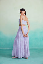 Load image into Gallery viewer, Lavender Mist sharara set - Lavender Hand embroidered Crop top Sharara &amp; Dupatta set
