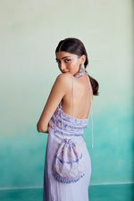 Load image into Gallery viewer, Ultraviolet dress - Digital Lavender Heart Hand embroidered Halter neck Dress
