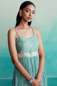 Euphoria jumpsuit - Mint Hand embroidered Mirror work Jumpsuit