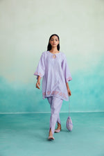 Load image into Gallery viewer, Ethereal kurta set - Lavender Hand embroidered Dhoti Kurta set
