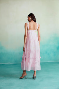 Blossom dress - Orchid Pink Hand embroidered layered gathered Dress