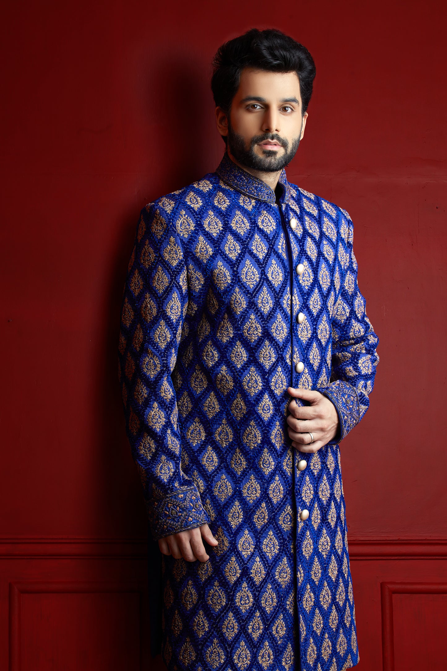 Royal Blue Sherwani Set for Men