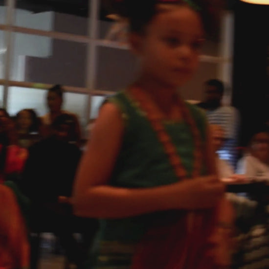 Little girl walking comfortably in ethnic silk salwar kameez