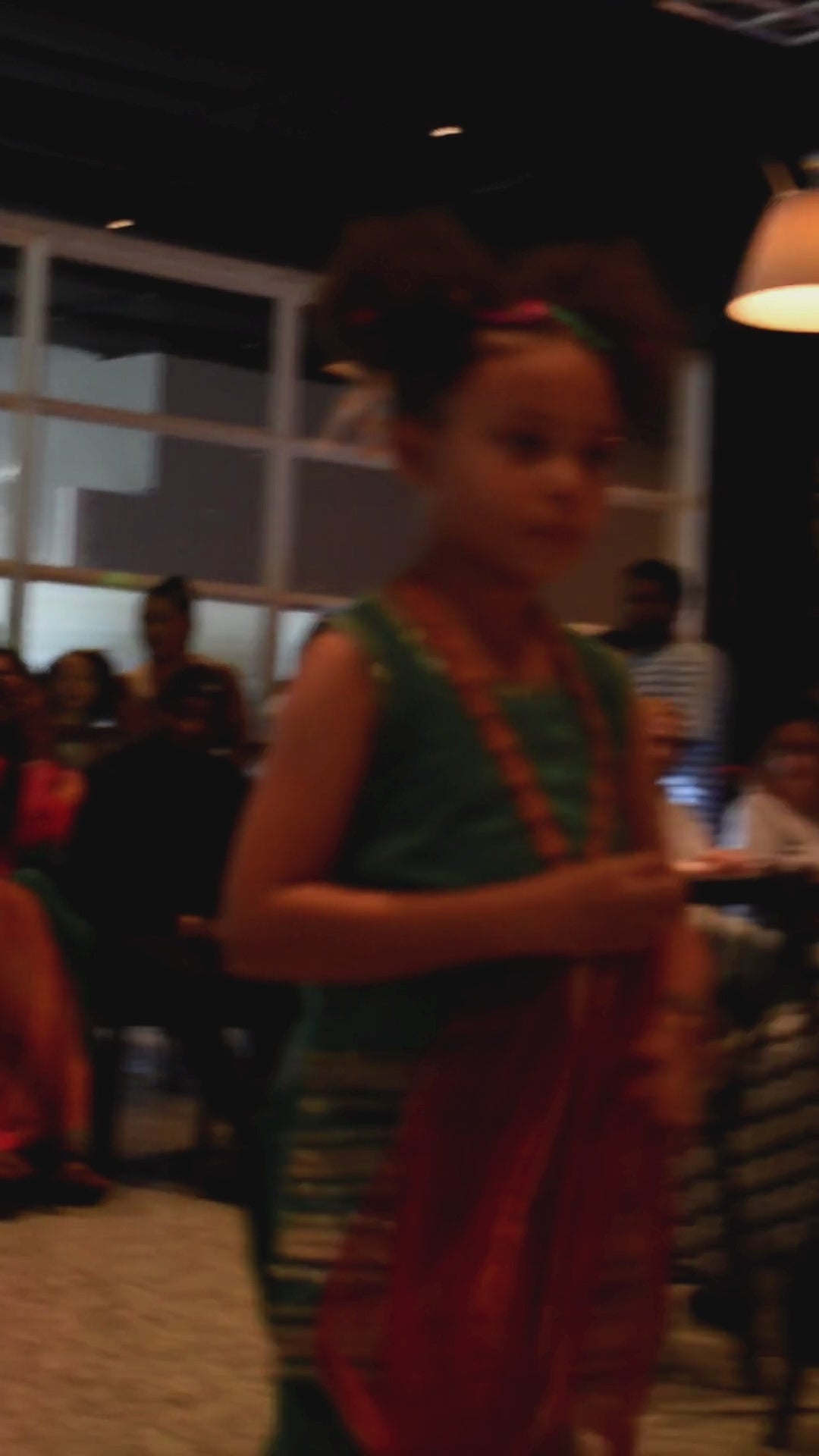Little girl walking comfortably in ethnic silk salwar kameez