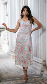 Load image into Gallery viewer, DESSERT ROSE LINEN SLIT DRESS
