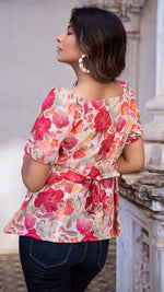 Load image into Gallery viewer, GULBARG LINEN PEPLUM TOP
