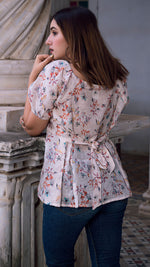 Load image into Gallery viewer, CINNAMON LINEN PEPLUM TOP
