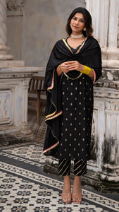 AMEE BLACK KURTA SET IN SILK