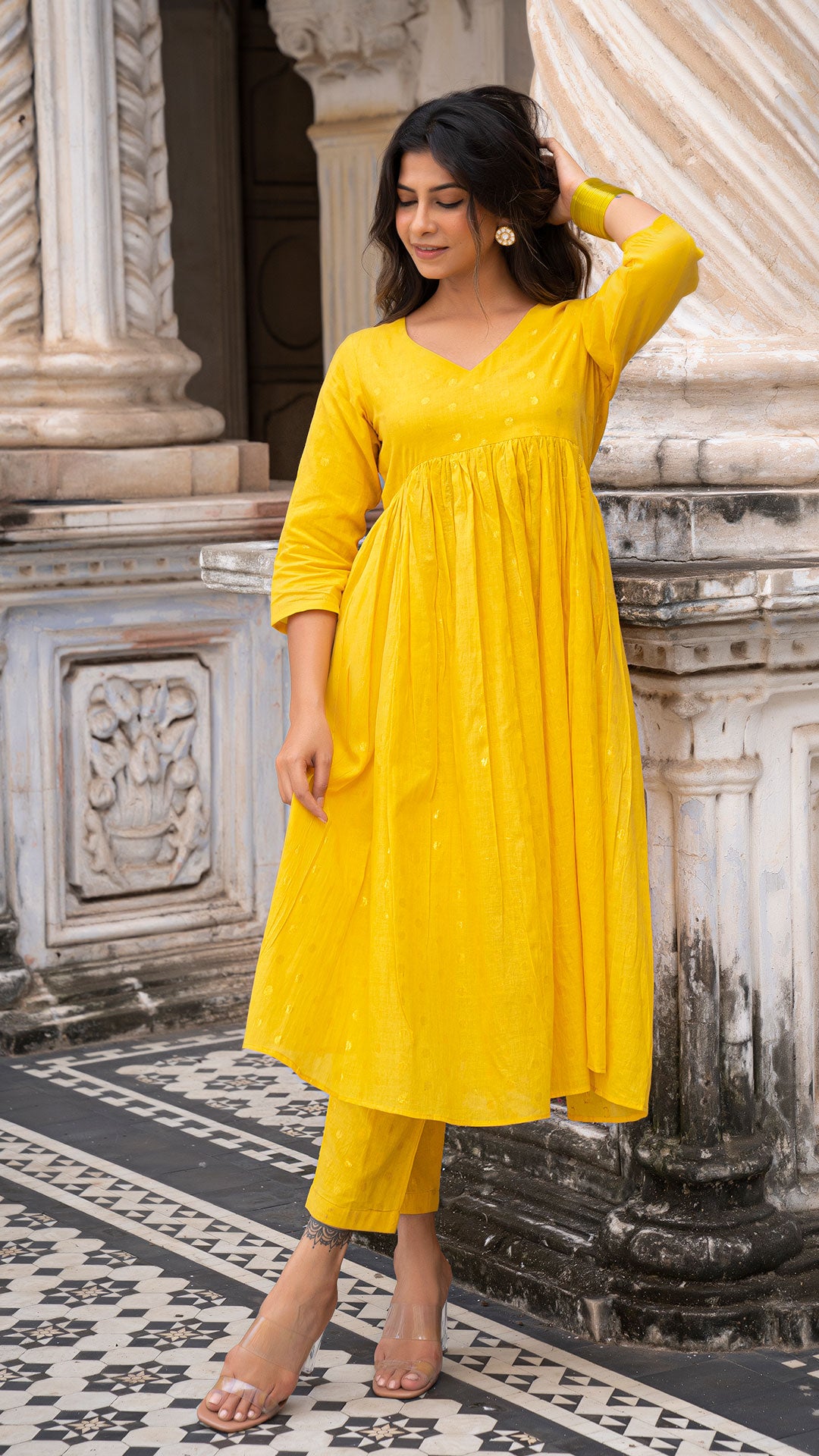 BAANI TURMERIC YELLOW KURTA SET IN COTTON