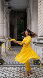 Load image into Gallery viewer, BAANI TURMERIC YELLOW KURTA SET IN COTTON
