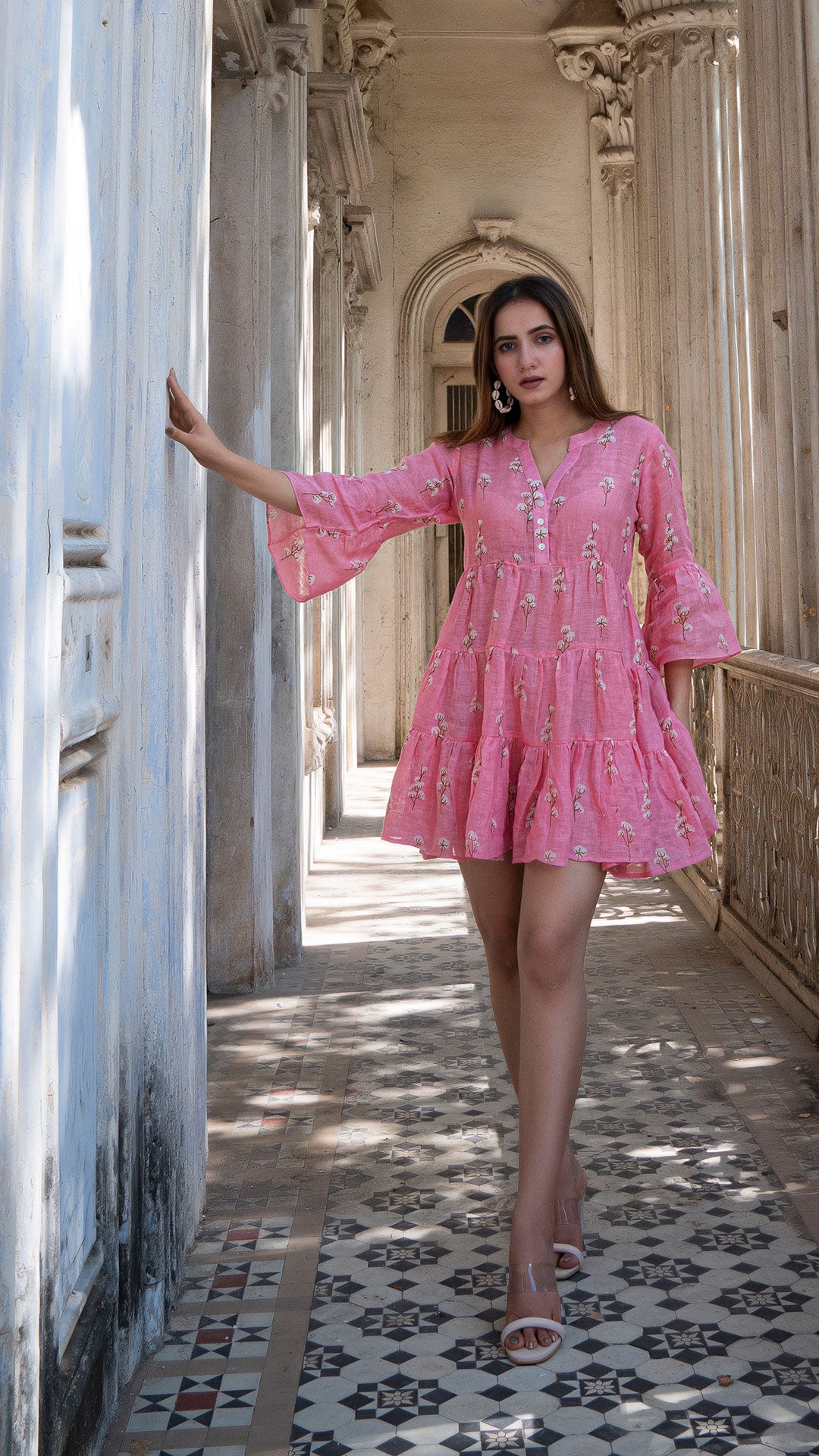 CANDY FLOSS LINEN TIER DRESS