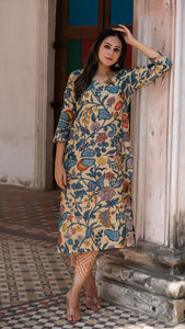 NAISHA KALAMKARI KURTA SET - OFF WHITE