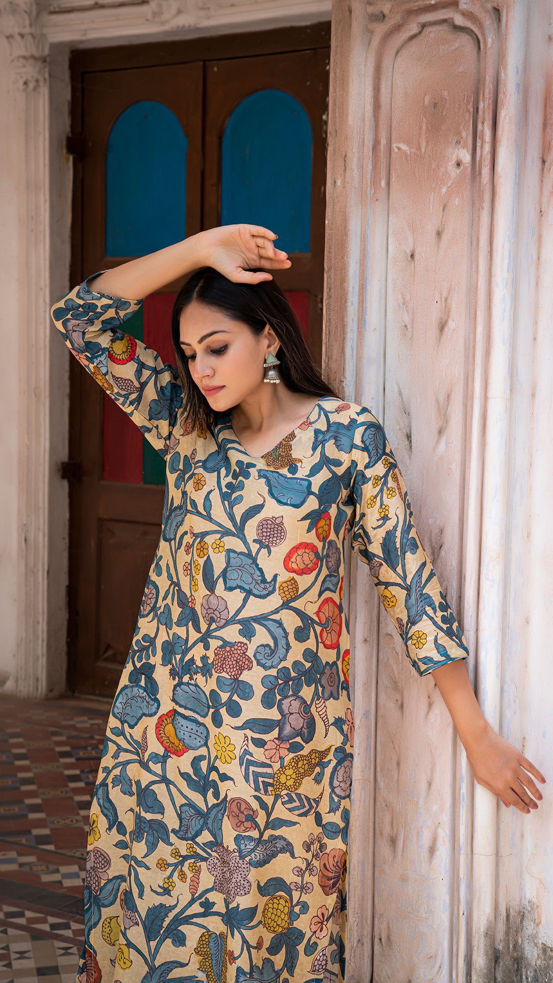 NAISHA KALAMKARI KURTA SET - OFF WHITE