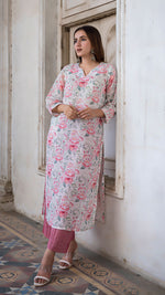 Load image into Gallery viewer, DESSERT ROSE LINEN KURTA
