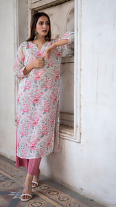 DESSERT ROSE LINEN KURTA