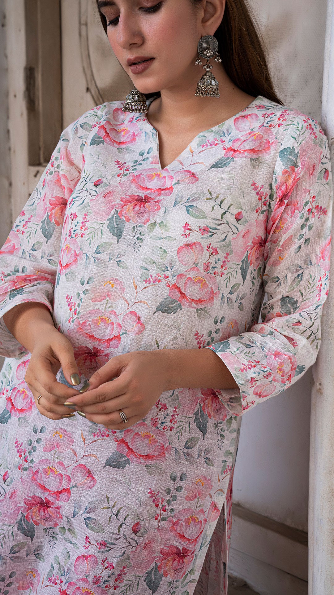 DESSERT ROSE LINEN KURTA