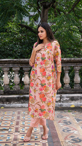 JHELUM FLORAL KURTA SET - PINK