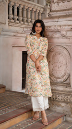 Load image into Gallery viewer, BRINDA PASTEL YELLOW PURE LINEN KURTA
