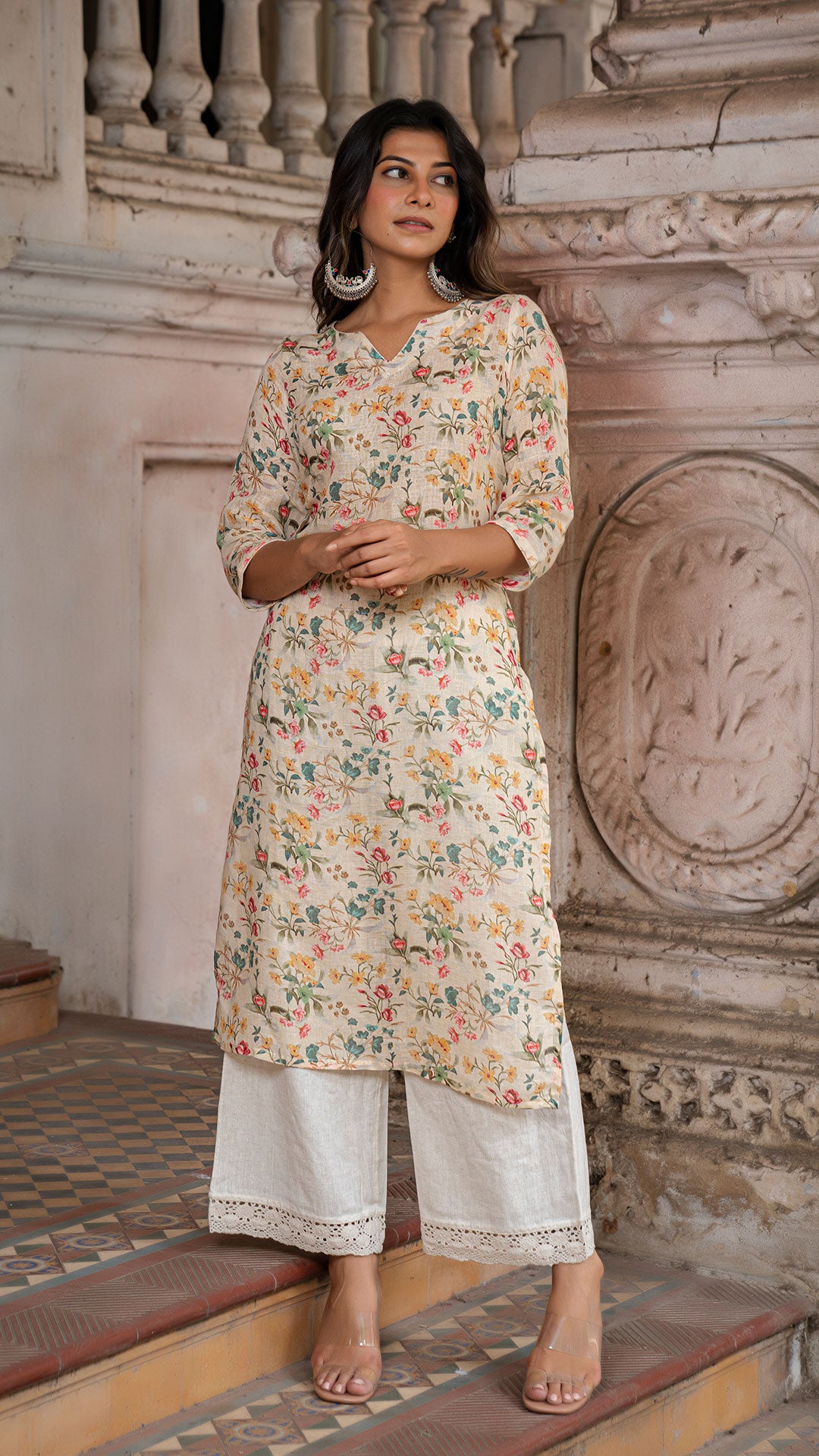 BRINDA PASTEL YELLOW PURE LINEN KURTA