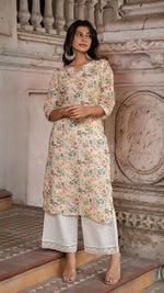 Load image into Gallery viewer, BRINDA PASTEL YELLOW PURE LINEN KURTA
