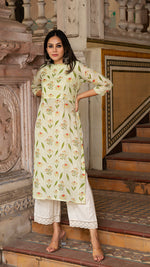 Load image into Gallery viewer, CHAVVI PASTEL GREEN PURE LINEN KURTA
