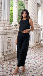 Load image into Gallery viewer, BLACK LINEN CO-ORD SET
