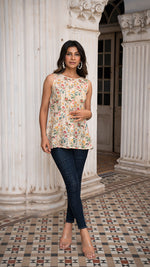 Load image into Gallery viewer, BRINDA PEPLUM TOP IN PREMIUM LINEN
