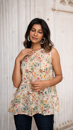 Load image into Gallery viewer, BRINDA PEPLUM TOP IN PREMIUM LINEN
