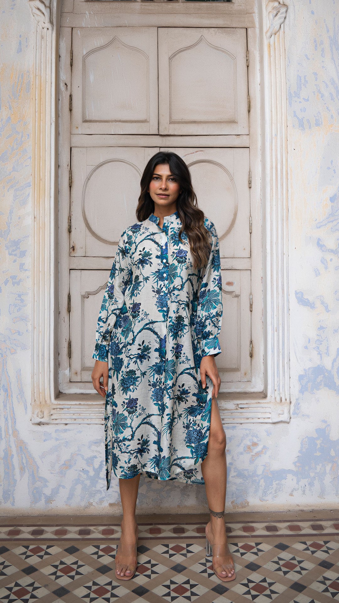 NEELA FLORAL KAFTAN IN SOFT SILK