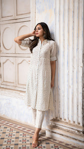 ESHA SHIRT DRESS IN SOFT SILK - OFF WHITE