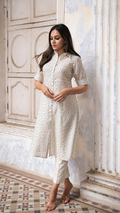 ESHA SHIRT DRESS IN SOFT SILK - OFF WHITE