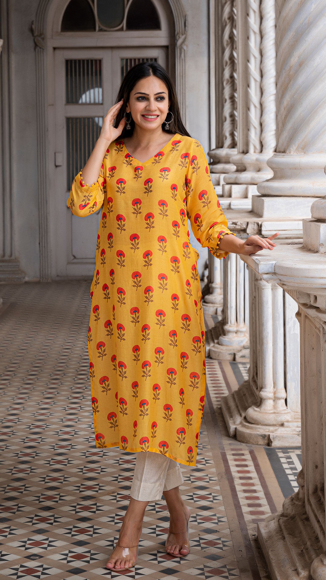 EKA SOFT SILK KURTA - MANGO YELLOW