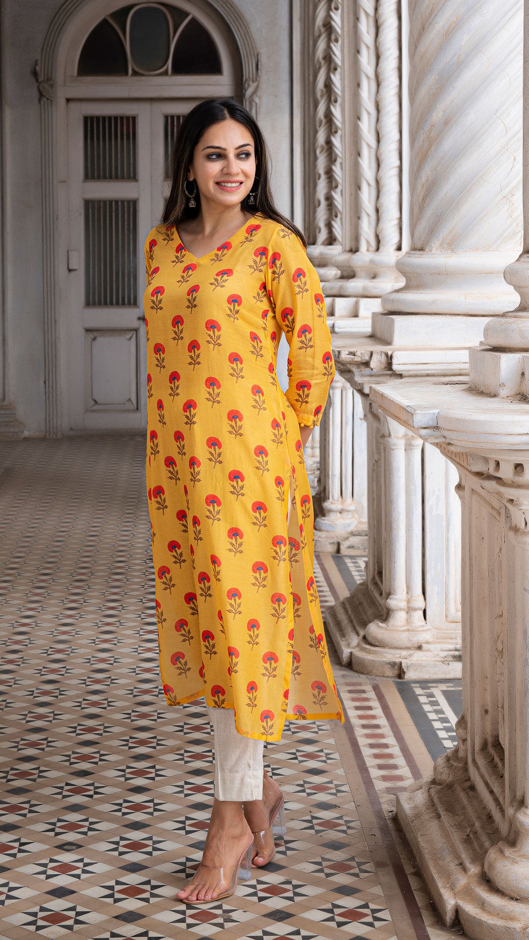 EKA SOFT SILK KURTA - MANGO YELLOW