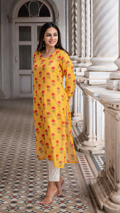 EKA SOFT SILK KURTA - MANGO YELLOW